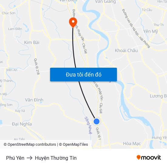 Phú Yên to Huyện Thường Tín map