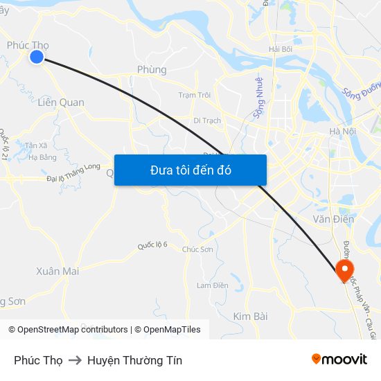 Phúc Thọ to Huyện Thường Tín map