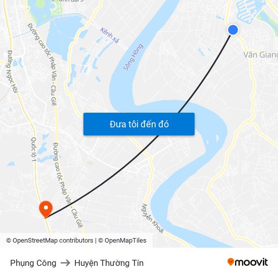 Phụng Công to Huyện Thường Tín map