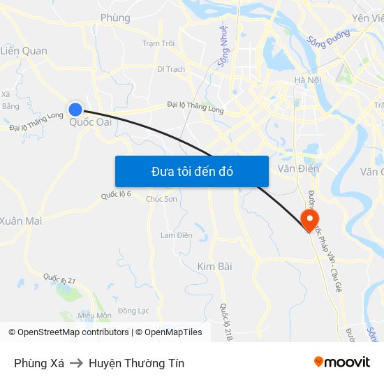 Phùng Xá to Huyện Thường Tín map