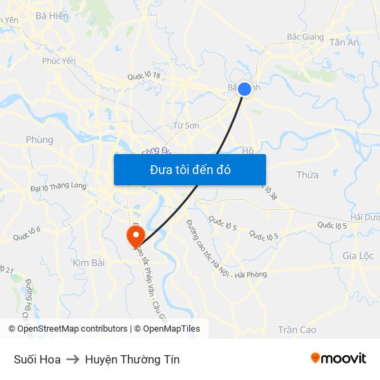 Suối Hoa to Huyện Thường Tín map