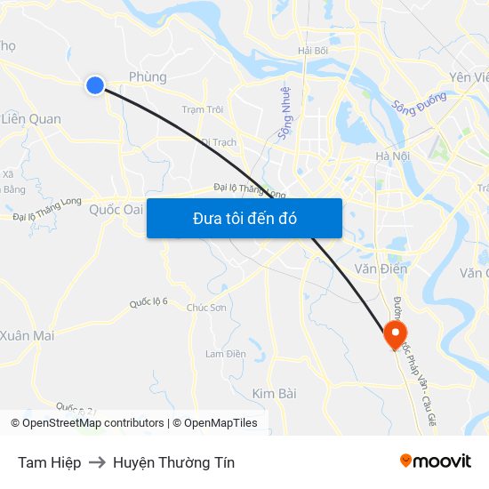 Tam Hiệp to Huyện Thường Tín map