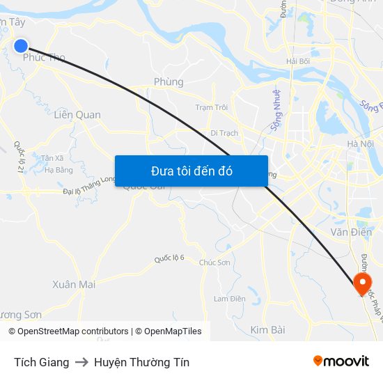 Tích Giang to Huyện Thường Tín map