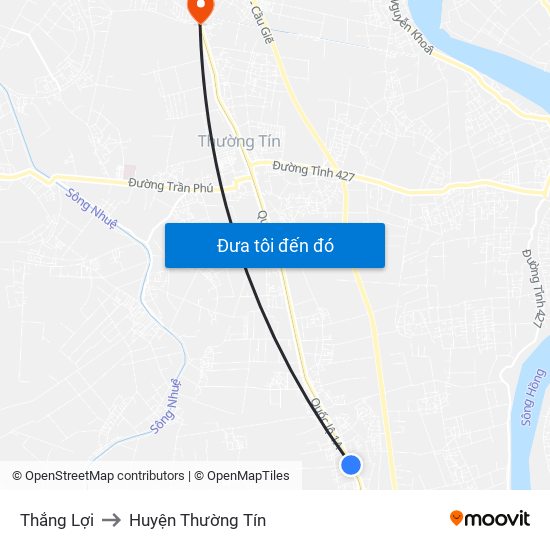 Thắng Lợi to Huyện Thường Tín map