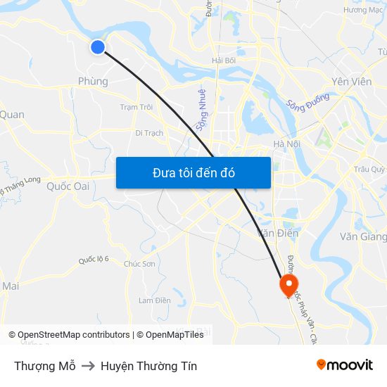 Thượng Mỗ to Huyện Thường Tín map