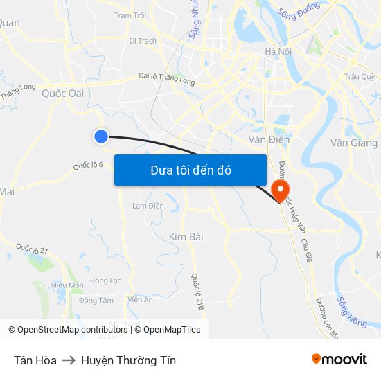 Tân Hòa to Huyện Thường Tín map