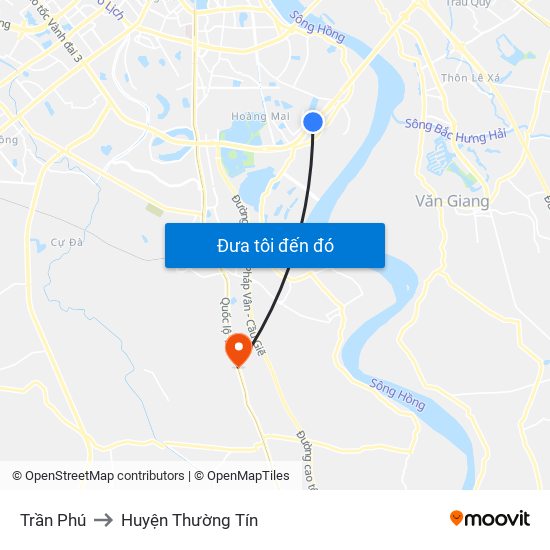 Trần Phú to Huyện Thường Tín map