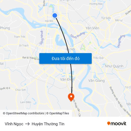 Vĩnh Ngọc to Huyện Thường Tín map