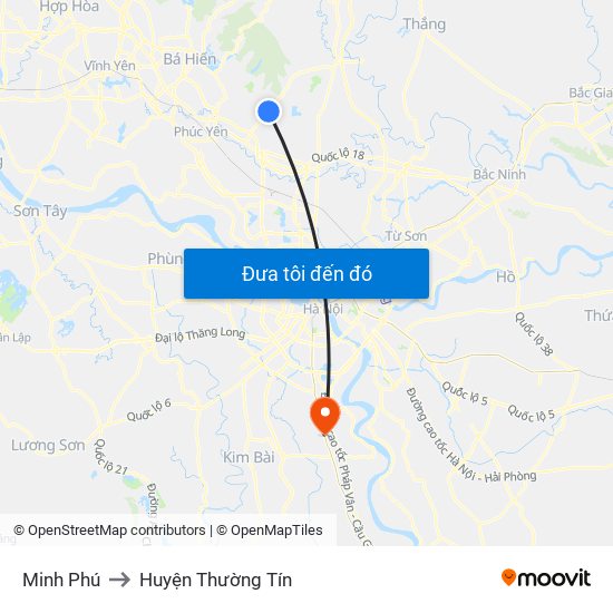 Minh Phú to Huyện Thường Tín map