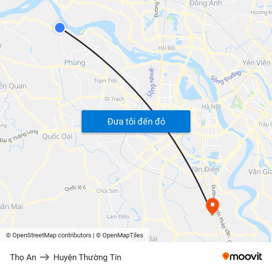 Thọ An to Huyện Thường Tín map