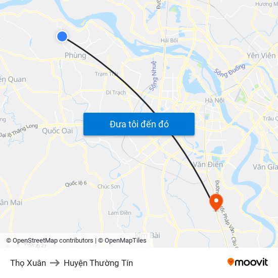 Thọ Xuân to Huyện Thường Tín map