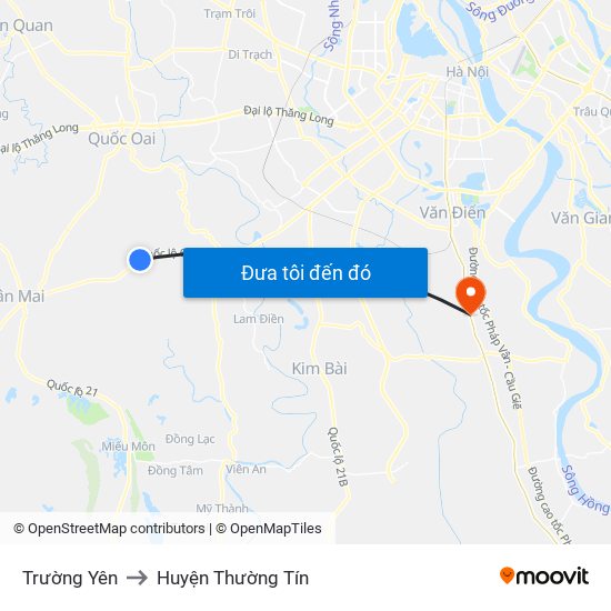 Trường Yên to Huyện Thường Tín map