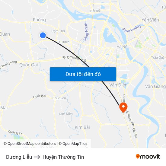 Dương Liễu to Huyện Thường Tín map