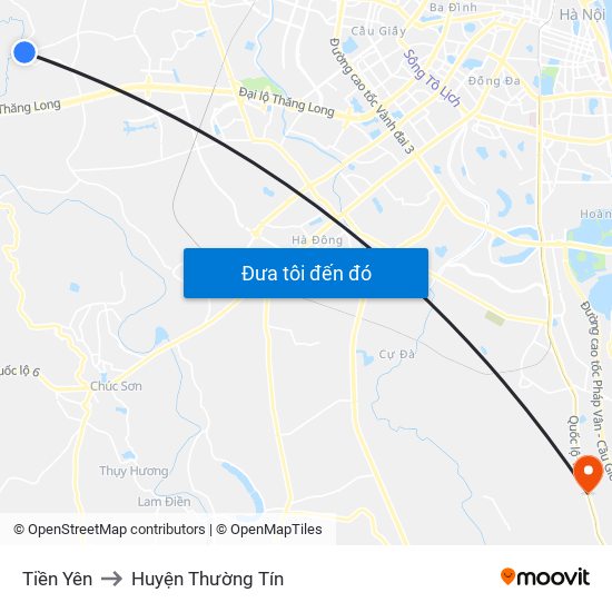 Tiền Yên to Huyện Thường Tín map