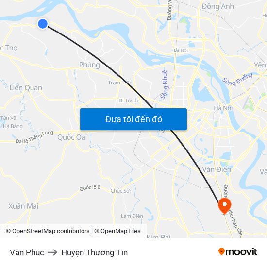 Vân Phúc to Huyện Thường Tín map