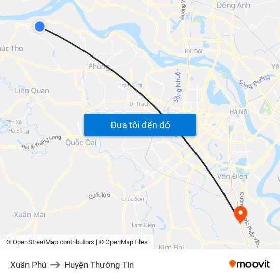 Xuân Phú to Huyện Thường Tín map