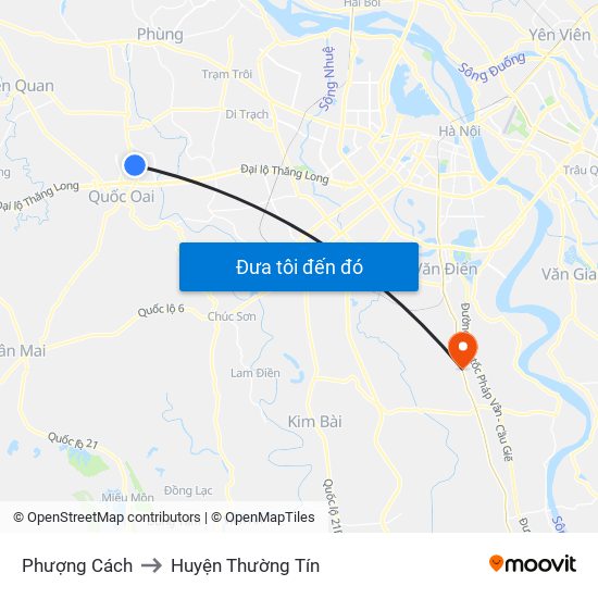 Phượng Cách to Huyện Thường Tín map