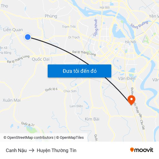 Canh Nậu to Huyện Thường Tín map