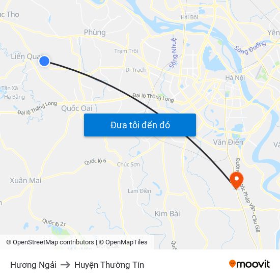 Hương Ngải to Huyện Thường Tín map