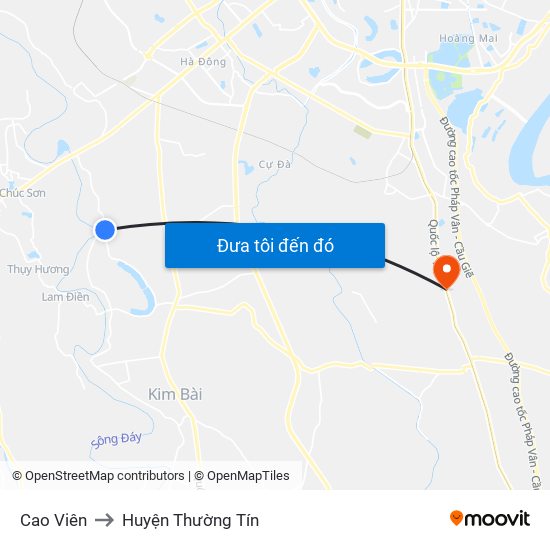 Cao Viên to Huyện Thường Tín map