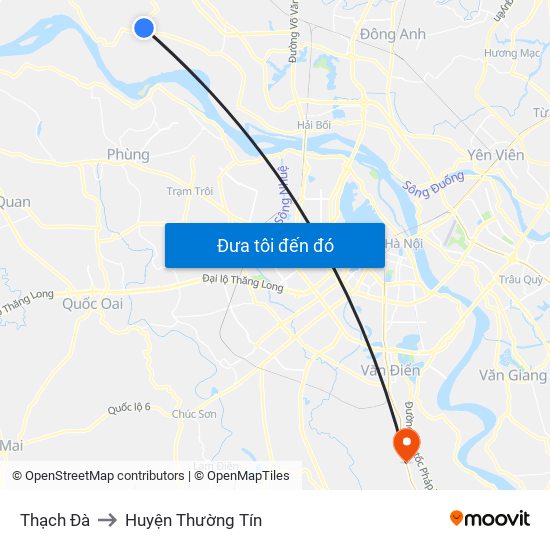 Thạch Đà to Huyện Thường Tín map