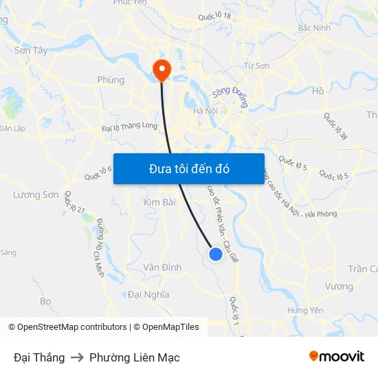 Đại Thắng to Phường Liên Mạc map