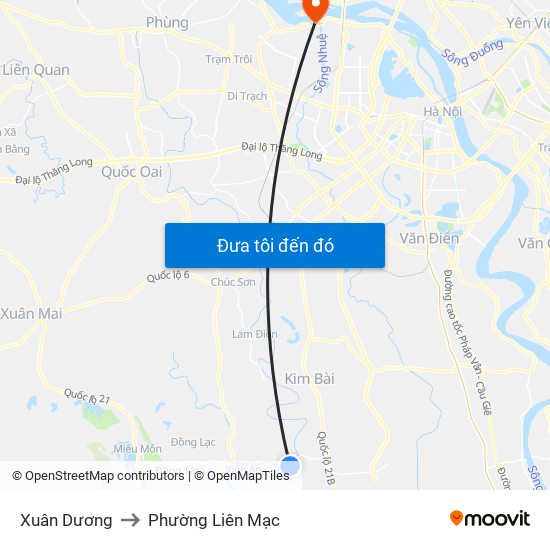 Xuân Dương to Phường Liên Mạc map