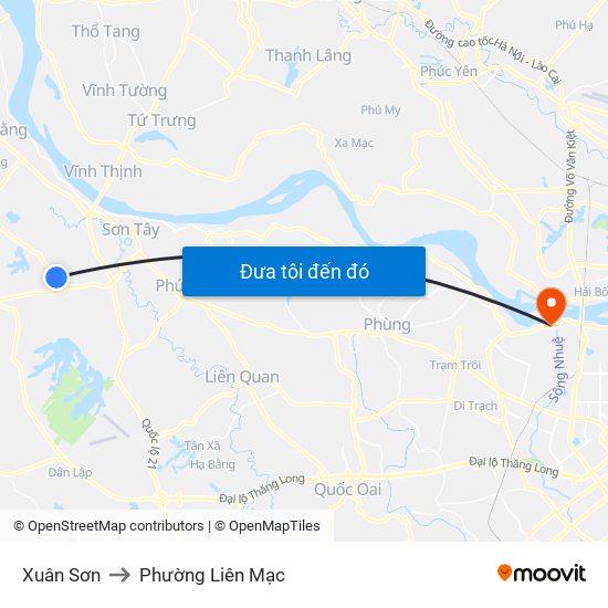 Xuân Sơn to Phường Liên Mạc map