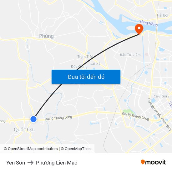 Yên Sơn to Phường Liên Mạc map