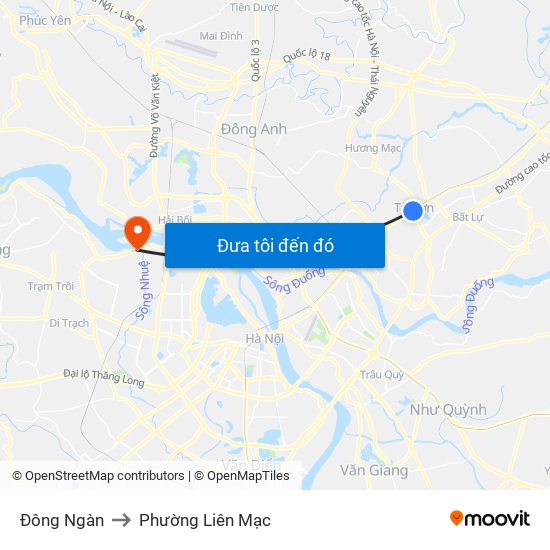 Đông Ngàn to Phường Liên Mạc map