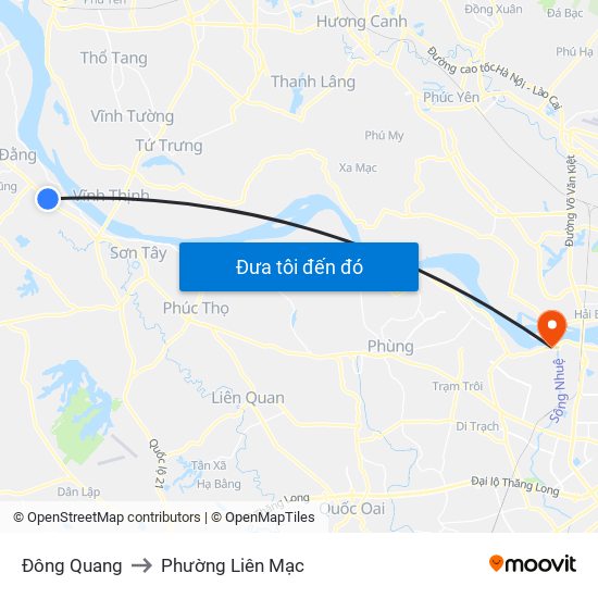 Đông Quang to Phường Liên Mạc map