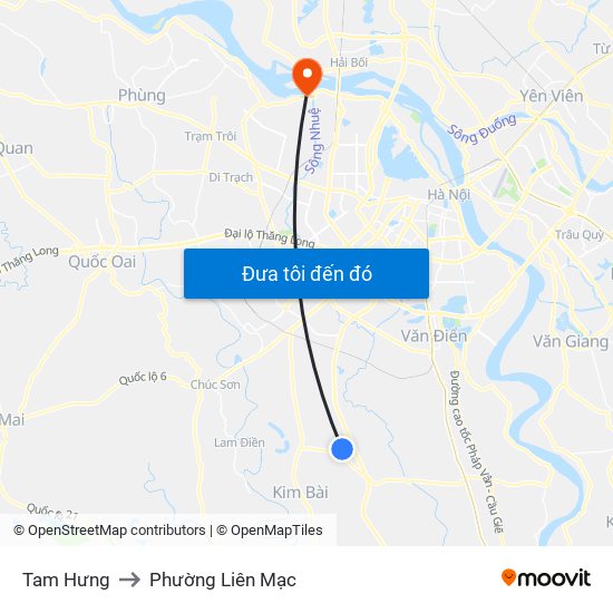 Tam Hưng to Phường Liên Mạc map