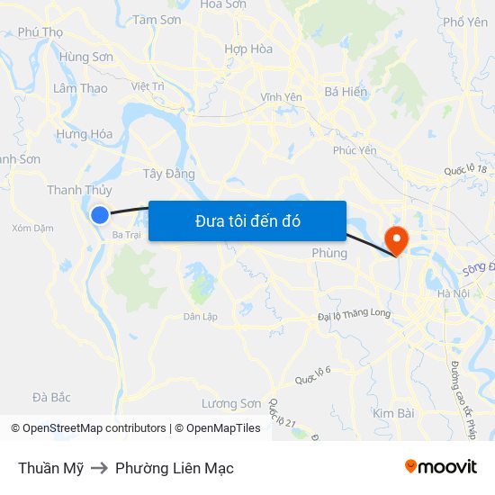 Thuần Mỹ to Phường Liên Mạc map