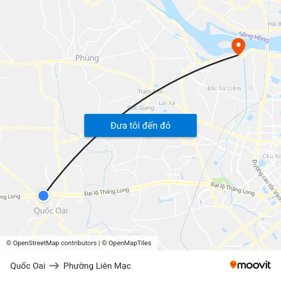 Quốc Oai to Phường Liên Mạc map