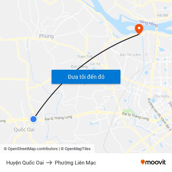 Huyện Quốc Oai to Phường Liên Mạc map
