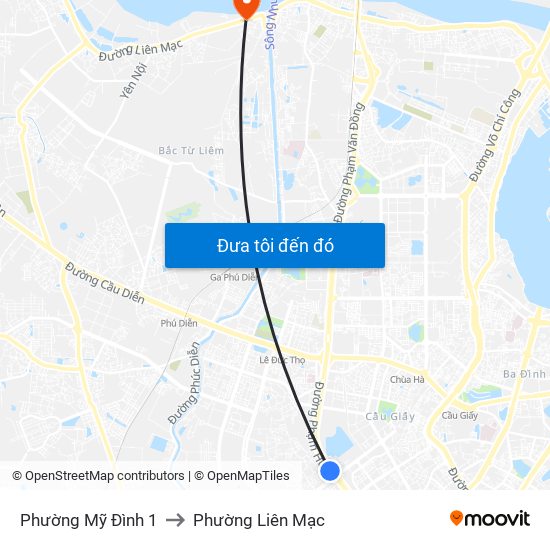 Phường Mỹ Đình 1 to Phường Liên Mạc map