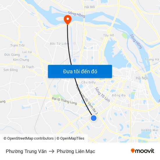 Phường Trung Văn to Phường Liên Mạc map