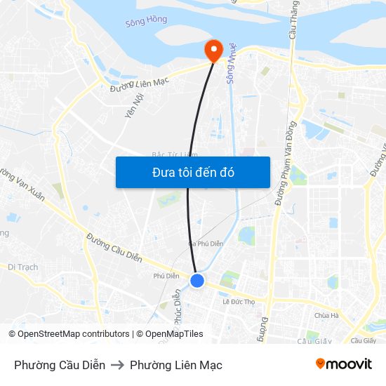 Phường Cầu Diễn to Phường Liên Mạc map