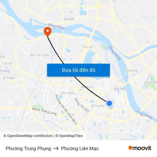 Phường Trung Phụng to Phường Liên Mạc map