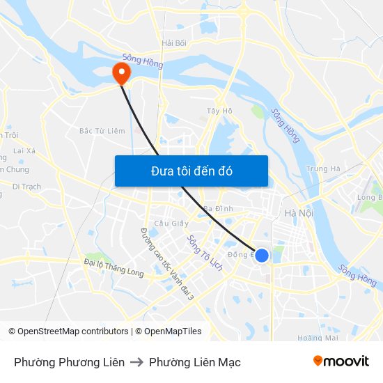 Phường Phương Liên to Phường Liên Mạc map