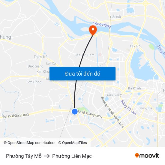 Phường Tây Mỗ to Phường Liên Mạc map