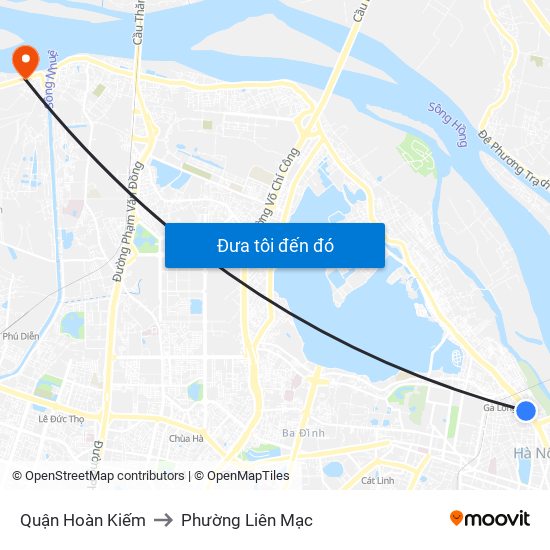 Quận Hoàn Kiếm to Phường Liên Mạc map