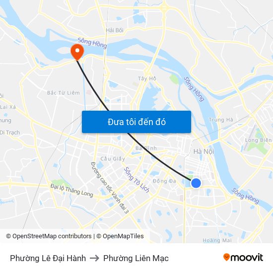 Phường Lê Đại Hành to Phường Liên Mạc map