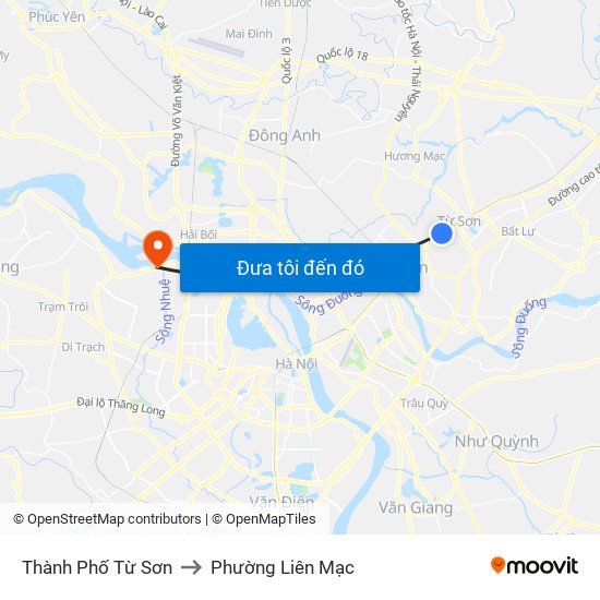 Thành Phố Từ Sơn to Phường Liên Mạc map