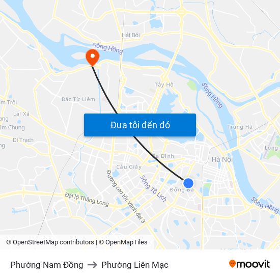 Phường Nam Đồng to Phường Liên Mạc map