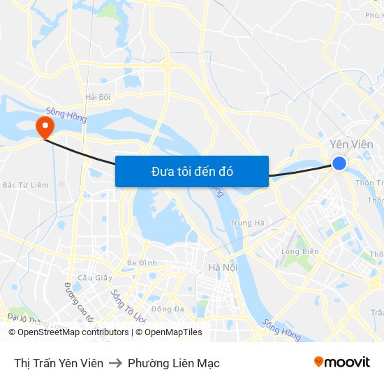 Thị Trấn Yên Viên to Phường Liên Mạc map