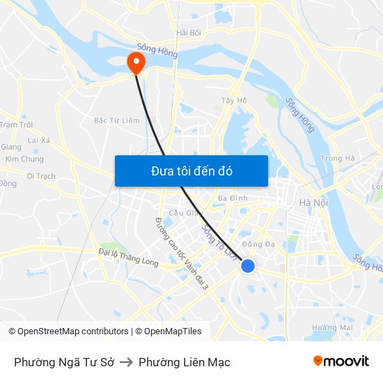 Phường Ngã Tư Sở to Phường Liên Mạc map