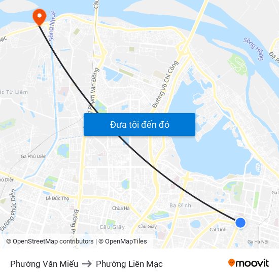 Phường Văn Miếu to Phường Liên Mạc map