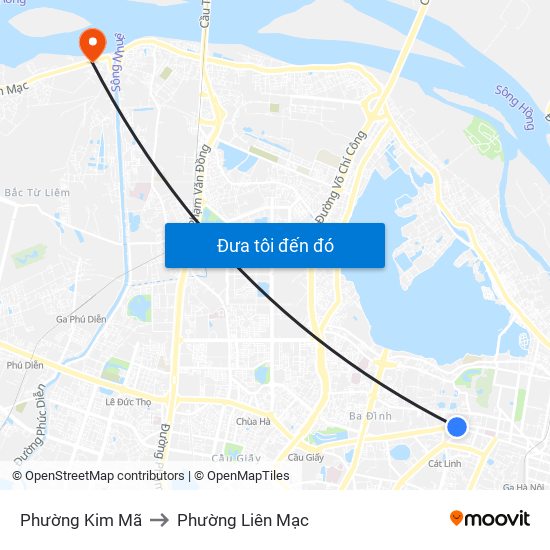 Phường Kim Mã to Phường Liên Mạc map