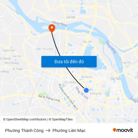 Phường Thành Công to Phường Liên Mạc map